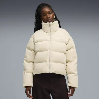 Puma Corduroy Puffer Jacket Women In White