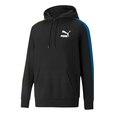 Puma Cotton Crew Neck Hoodie 'black Blue Green'