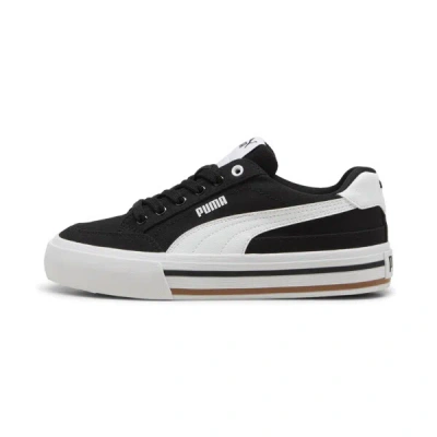 Puma Court Classic Vulc Formstrip Big Kids' Sneakers In Black- White