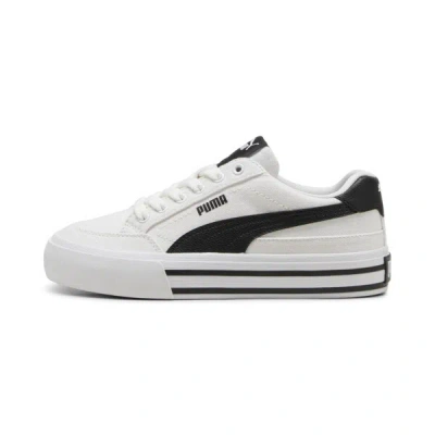 Puma Court Classic Vulc Formstrip Big Kids' Sneakers In White- Black