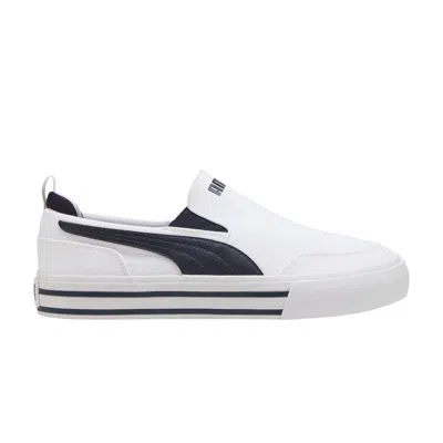 Pre-owned Puma Court Classic Vulc Slip On 'white New Navy' | Men's Size 6