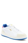 Puma Court Classico Sport Leather Sneaker In Warm White- White- Royal