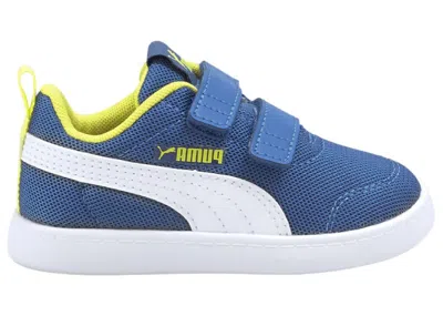 Pre-owned Puma Courtflex V2 Mesh V Sneakers In Bright Blue/white/neon