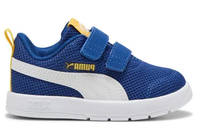 Pre-owned Puma Courtflex V3 Mesh Sneakers In Royal/white/yellow