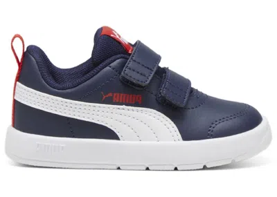 Pre-owned Puma Courtflex V3 V Sneakers In Navy Blue/white/red In Multi