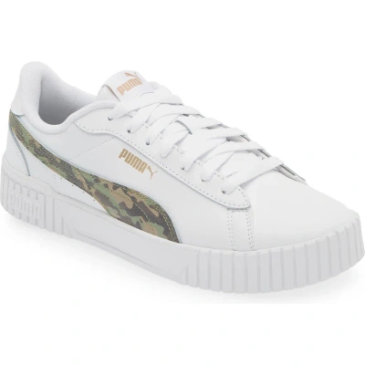 Puma Crew 2.0 Camo Sneaker In  White-covert Green
