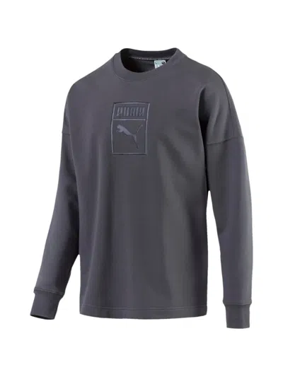 Puma Crew-neck Logo Sweatshirt In Gray