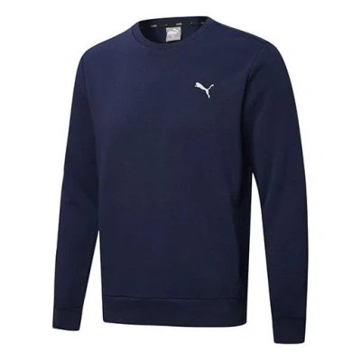 Puma Crew Neck Sports Hoodies 'navy White' In Blue