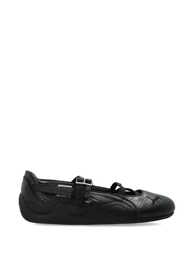 Puma Crocodile-effect Buckle-strap Sneakers In Black