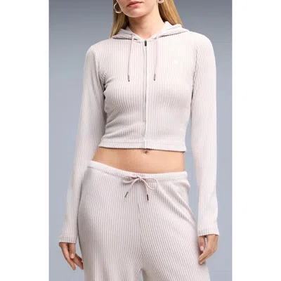 Puma Crop Rib Hoodie In Neutral
