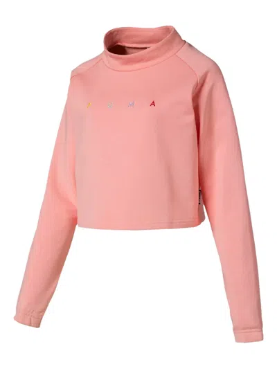 Puma Cropped Crew Swaeter In Pink