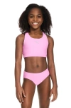 Puma Kids' Cross Back Two-piece Swimsuit In Pink/ Purple