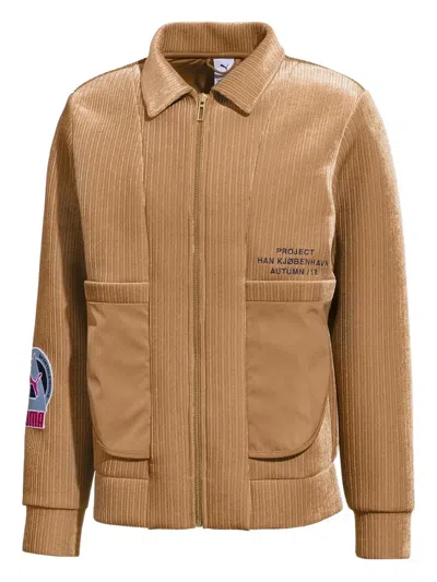 Puma Crossover Splicing Lapel Jacket In Brown