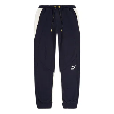 Puma Csm Sweatpants Contrasting Colors Knit Drawstring Bundle Feet Sports Pants Blue In Black