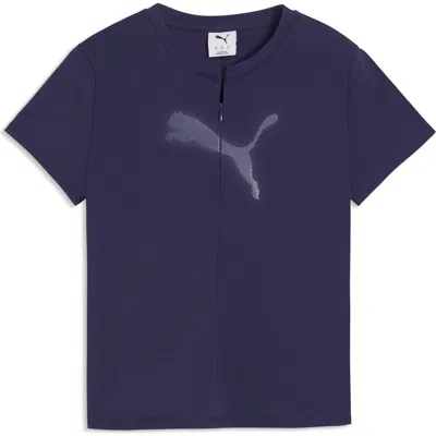 Puma Dare To Slim Graphic Half Zip Top In Blue