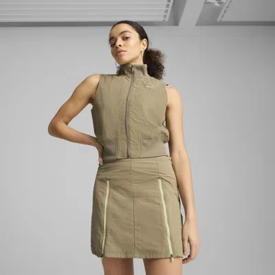 Puma Dare To Women's Full-zip Woven Vest In Brown