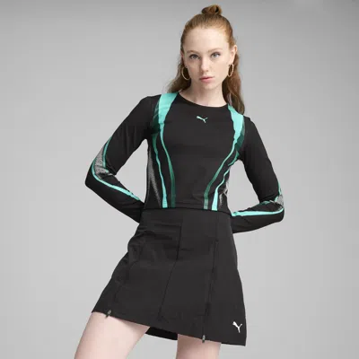 Puma Dare To Women's Graphic Long Sleeve T-shirt In Black