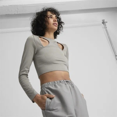 Puma Dare To Women's Muted Motion Long Sleeve T-shirt In Stormy Slate