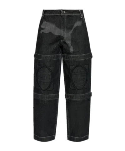 Puma Denim Trousers With Belt Loops In Black