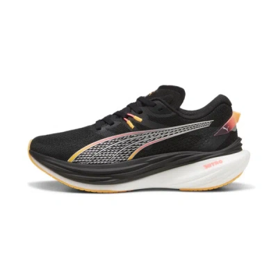 Puma Deviate Nitro™ 3 Wide Women's Running Shoes In Black-sunset Glow-sun Stream