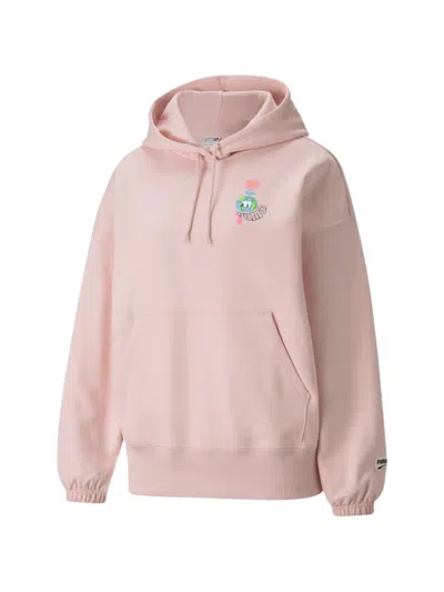 Puma Downtown Graphic-print Hoodie In Pink