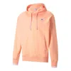 Puma Downtown Logo Hoodie 'pink Black White' In Orange