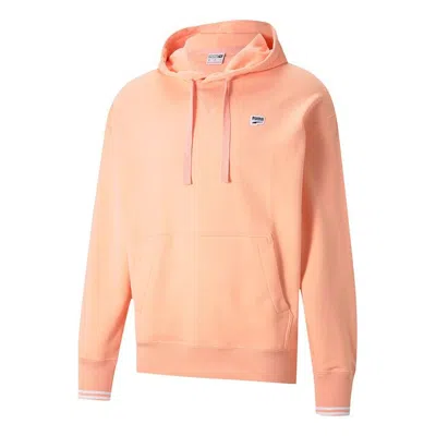 Puma Downtown Logo Hoodie 'pink Black White' In Orange