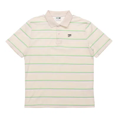 Puma Downtown Stripe Polo Tee Shirt 'beige' In Neutral