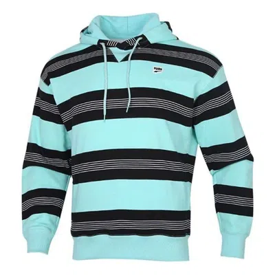 Puma Downtown Striped Hoodie 'blue White Black' In Multi