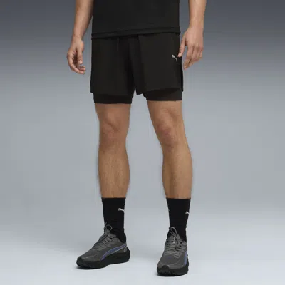 Puma Dreamrun Drycell Women's 5" Moisture Wicking 2-in-1 Running Shorts In Black