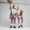Puma Dylan Exhibit Men's Terry Basketball Shorts In Blue
