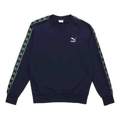 Puma Ecomm Tape Crew Sweat Round Neck Pullover Couple Style Blue