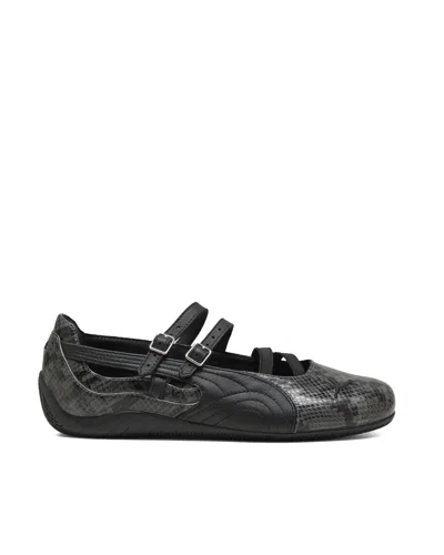 Puma Cool Dark Grey Speedcat Snake Print Ballet Flats-like Sneakers In Black