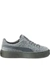 Puma Elemental Platform Textured Suede Sneakers In Black