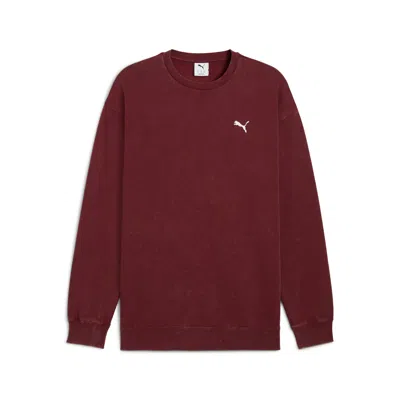 Puma Elevated Essentials Acid Wash Men's Crew Neck Fleece Sweatshirt In Multi