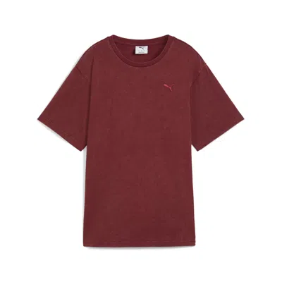 Puma Elevated Essentials Acid Wash Women's Tee In Burgundy