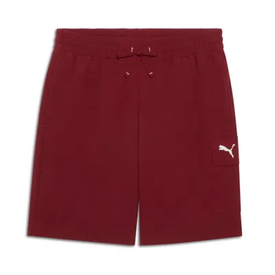 Puma Elevated Essentials Men's 8" Cargo Shorts In Burgundy
