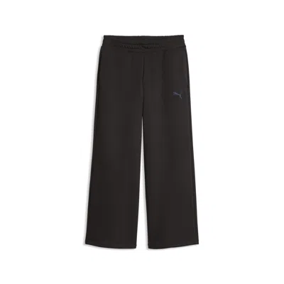 Puma Elevated Essentials Women's Fleece Wide Leg Sweatpants In Black