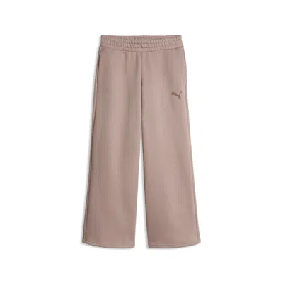 Puma Elevated Essentials Women's Fleece Wide Leg Sweatpants In Brown