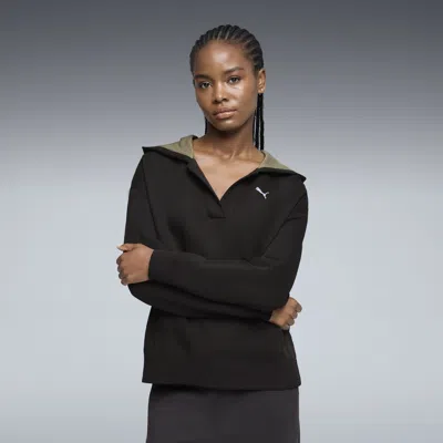 Puma Elevated Essentials Women's Jacquard Hoodie In Black
