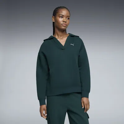Puma Elevated Essentials Women's Jacquard Hoodie In Green