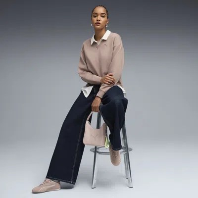 Puma Elevated Essentials Women's V-neck Sweatshirt In Brown