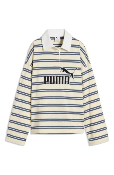 Puma Elevated No. 1 Logo Striped Cotton Polo In Multi