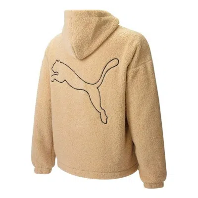 Puma Emb Sherpa Jacket 'beige' In Brown