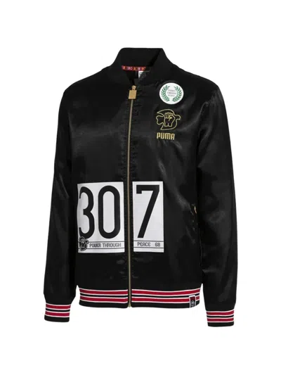 Puma Embroidered Jacket In Black