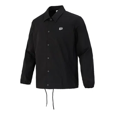 Puma Embroidered Small Label Solid Color Logo Sports Woven Jacket Black