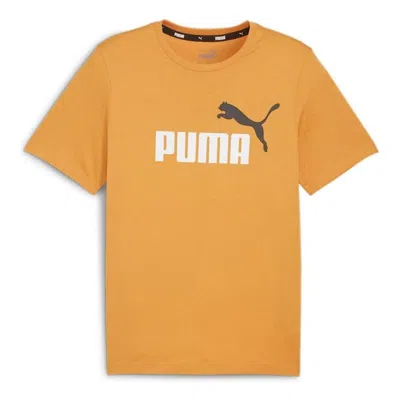 Puma Ess+ 2 Col Logo T-shirt 'orange' In Yellow
