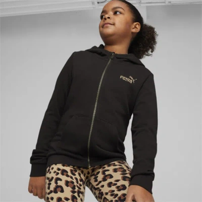 Puma Ess+ Animal Big Kids' Full-zip Hoodie In Black