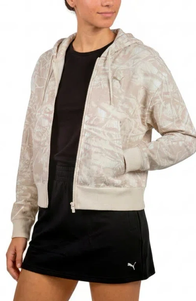 Puma Ess Camo Full Zip Hoodie In Gray