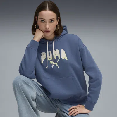 Puma Ess Double Up Hoodie Women In Blue